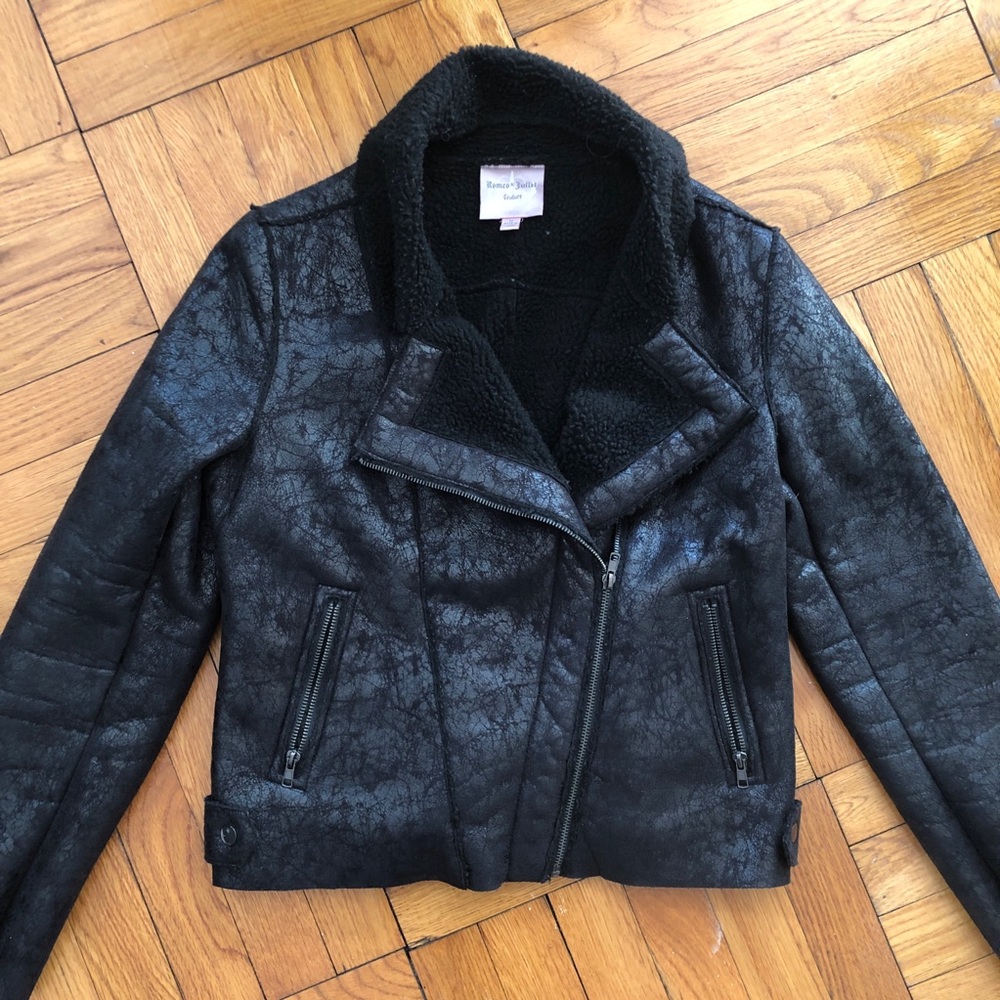 Romeo & Juliet Couture Faux Leather  Moto Jacket